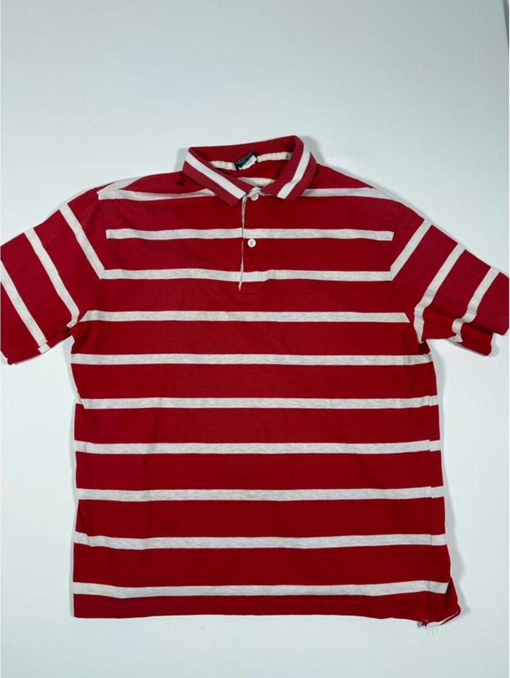 Patrick Red and White Striped Polo Shirt Made in USA XL